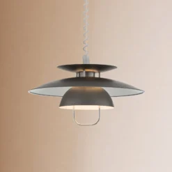 Lámpara colgante Nadija de Lindby, gris, 43 cm, regulable en altura, E27