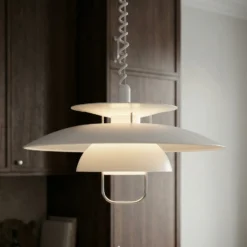Lámpara colgante Nadija de Lindby, blanca, 43 cm, regulable en altura, E27
