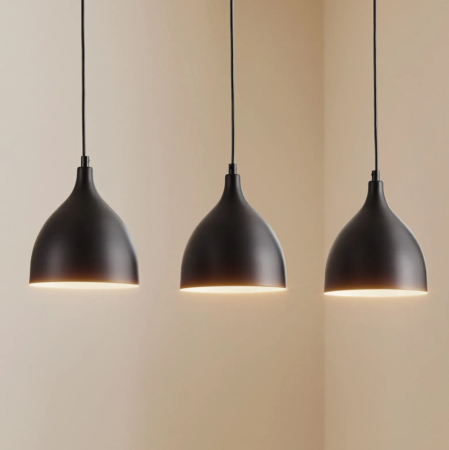 Lámpara colgante Nanu, negro, acero inoxidable, 3 luces