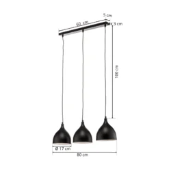 Lámpara colgante Nanu, negro, acero inoxidable, 3 luces
