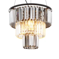Lámpara colgante Naxis, gris ahumado/claro, Ø 40 cm, cristal