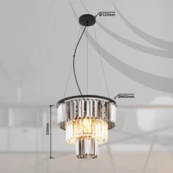 Lámpara colgante Naxis, gris ahumado/claro, Ø 40 cm, cristal