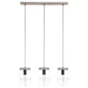 Lámpara colgante Neptuna gris/negra, 76 cm, 3 luces, lineal