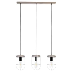 Lámpara colgante Neptuna gris/negra, 76 cm, 3 luces, lineal