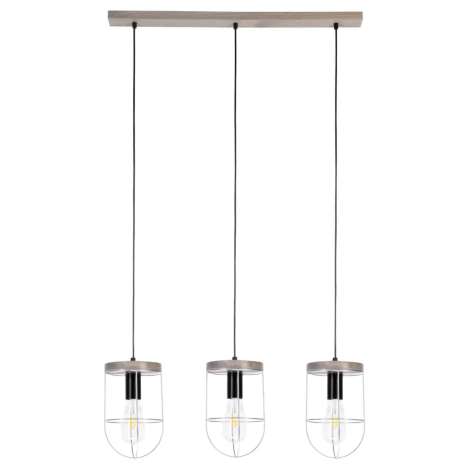 Lámpara colgante Neptuna gris/negra, 76 cm, 3 luces, lineal