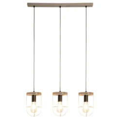 Lámpara colgante Neptuna gris/negra, 76 cm, 3 luces, lineal