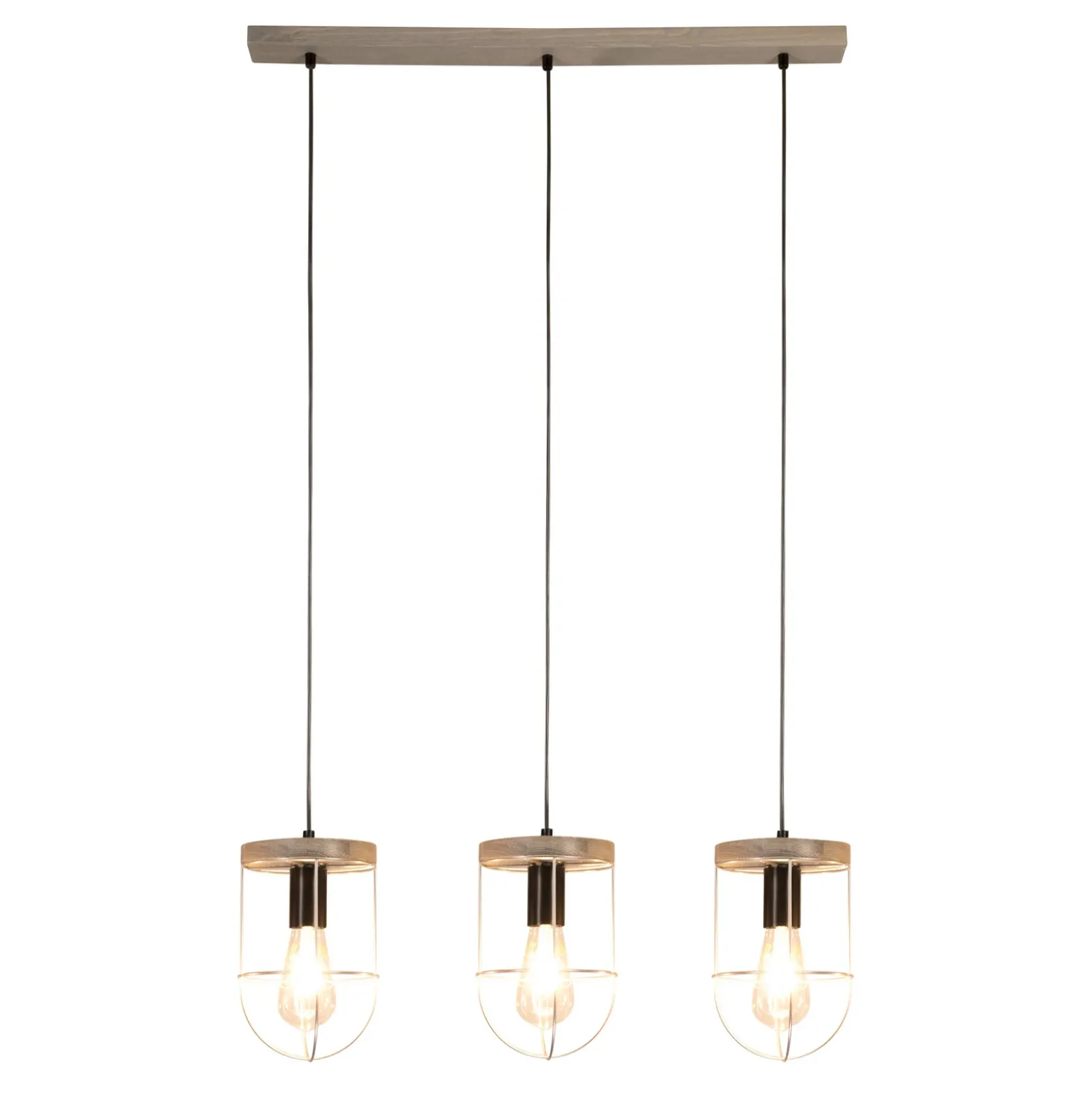 Lámpara colgante Neptuna gris/negra, 76 cm, 3 luces, lineal