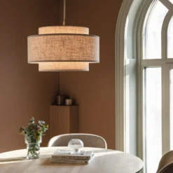 Lámpara colgante Noah Bouclé de Globen Lighting, Ø 50 cm, beige