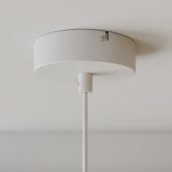 Lámpara colgante Noak, blanco/madera natural, Ø 17 cm
