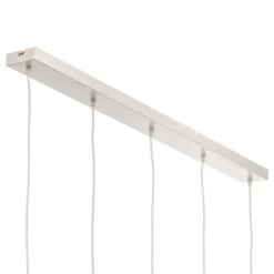 Lámpara colgante Noak 5 luces larga blanco/madera natural