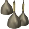 Lámpara colgante Noak 3 luces, redonda, titanio/oro, acero