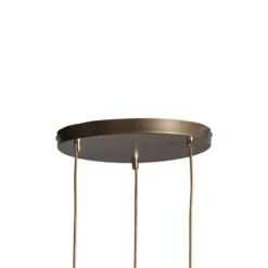 Lámpara colgante Noak 3 luces, redonda, titanio/oro, acero
