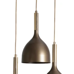 Lámpara colgante Noak 3 luces, redonda, titanio/oro, acero