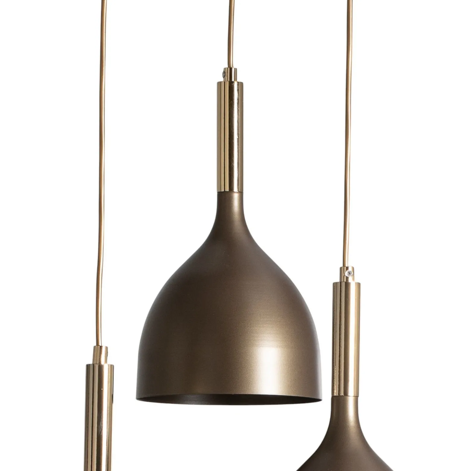 Lámpara colgante Noak 3 luces, redonda, titanio/oro, acero