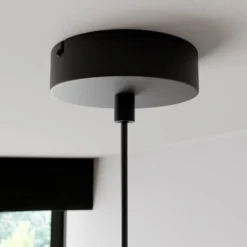Lámpara colgante Noak, negro/madera natural, Ø 17 cm