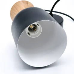 Lámpara colgante Nolan, Ø 11 cm, negro/roble, metal/madera