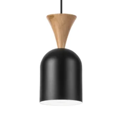 Lámpara colgante Nolan, Ø 11 cm, negro/roble, metal/madera