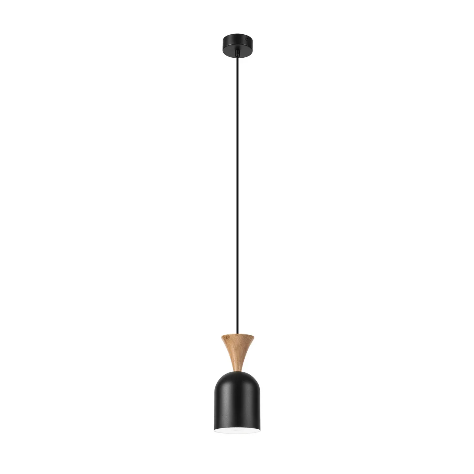 Lámpara colgante Nolan, Ø 11 cm, negro/roble, metal/madera