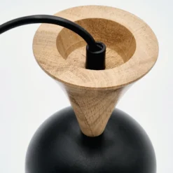 Lámpara colgante Nolan, Ø 11 cm, negro/roble, metal/madera
