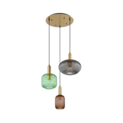 Lámpara colgante Normy, Ø 55 cm, color, cristal, 3 luces.