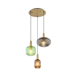 Lámpara colgante Normy, Ø 55 cm, color, cristal, 3 luces.