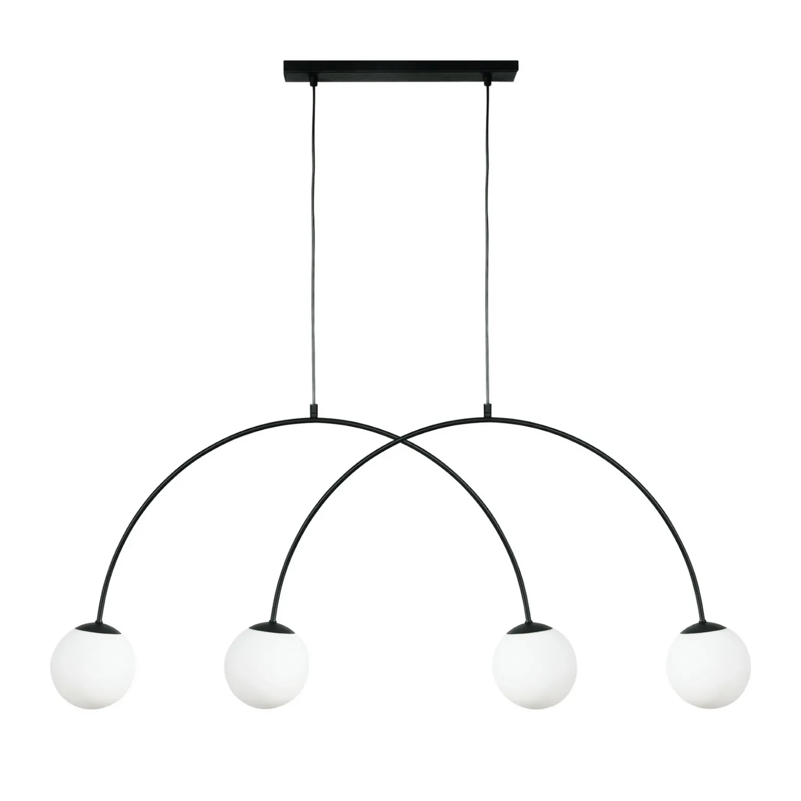 Lámpara colgante Nova, cristal/metal, negro/blanco, 4 luces