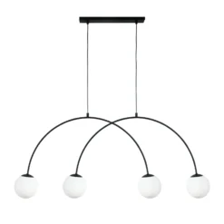 Lámpara colgante Nova, cristal/metal, negro/blanco, 4 luces