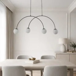 Lámpara colgante Nova, cristal/metal, negro/blanco, 4 luces