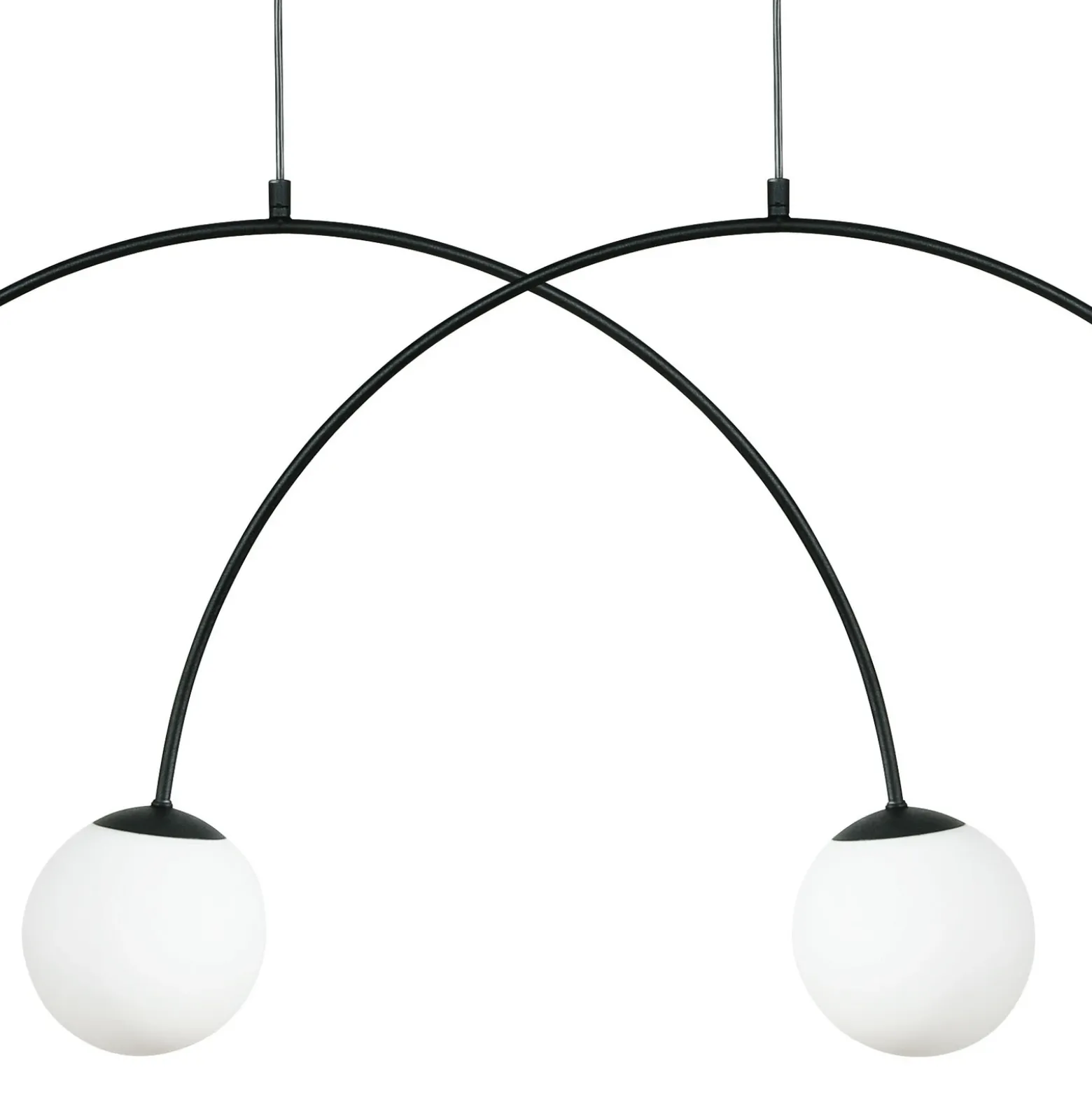 Lámpara colgante Nova, cristal/metal, negro/blanco, 4 luces