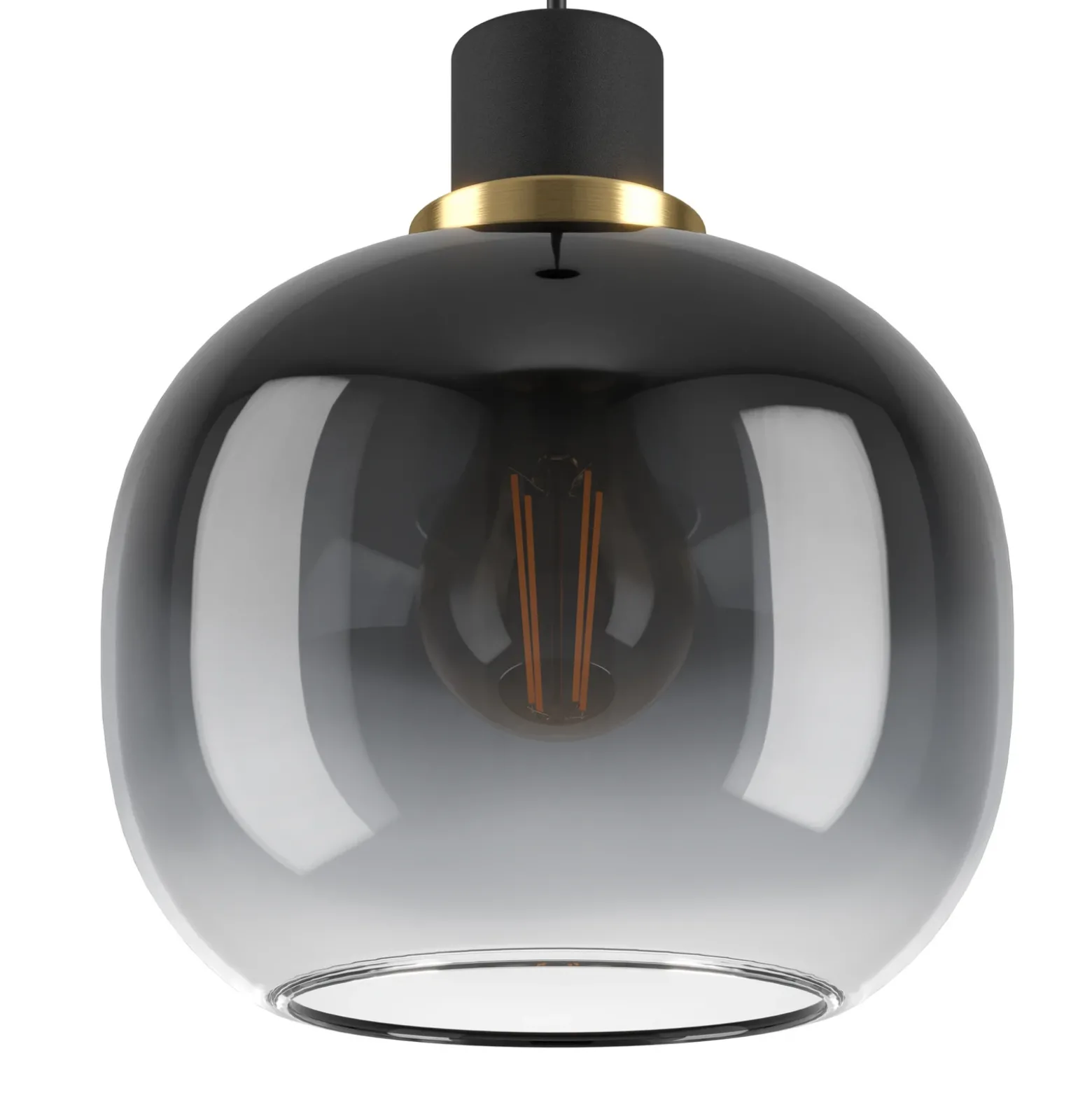Lámpara colgante Oilella, negro-gris, longitud 95 cm, cristal, 3 luces.