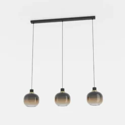 Lámpara colgante Oilella, negro-marrón, longitud 95 cm, cristal, 3 luces.
