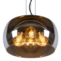 Lámpara colgante Olivia, vidrio de humo, Ø 40 cm