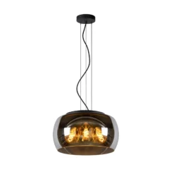 Lámpara colgante Olivia, vidrio de humo, Ø 40 cm