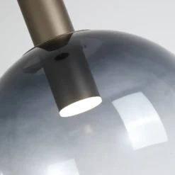 Lámpara colgante Ombre, forma esférica, gris ahumado/blanco, Ø 30 cm, cristal