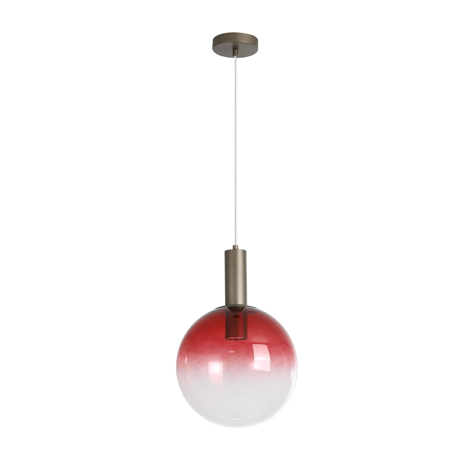 Lámpara colgante Ombre, forma esférica, rojo/blanco, Ø 30 cm, cristal