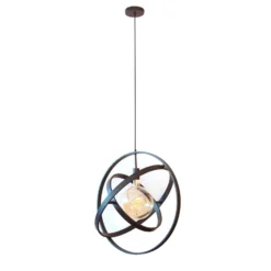Lámpara colgante Orbit con 3 anillos, 1 luz, negro
