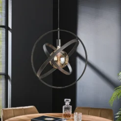 Lámpara colgante Orbit con 3 anillos, 1 luz, negro