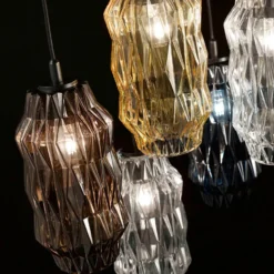 Lámpara colgante Origami de cristal, ámbar
