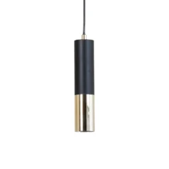 Lámpara colgante Orino, negro/dorado, metal, GU10