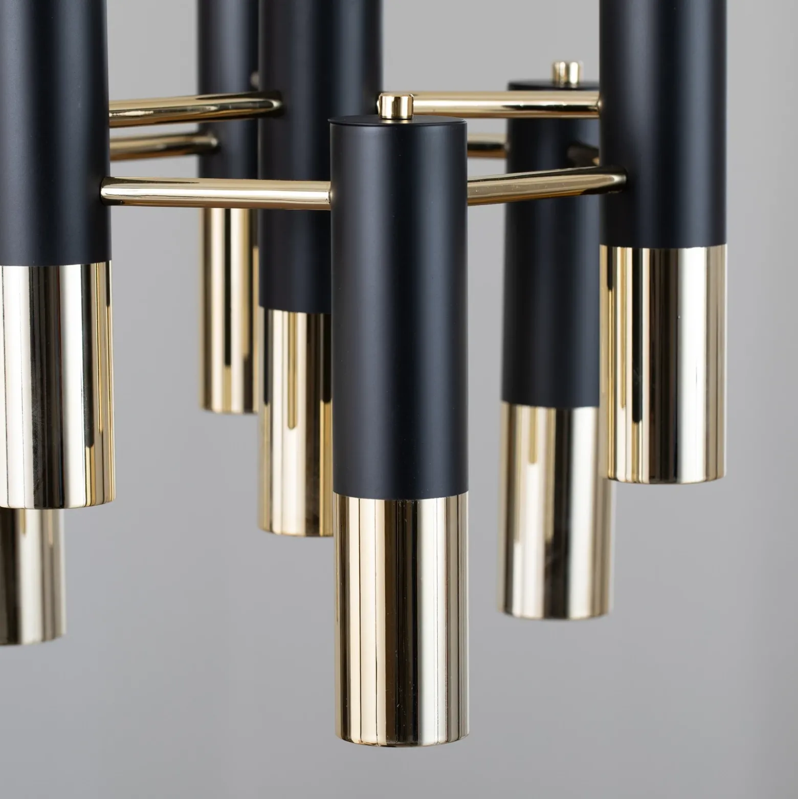 Lámpara colgante Orino, negro/dorado, metal, 7 luces, GU10