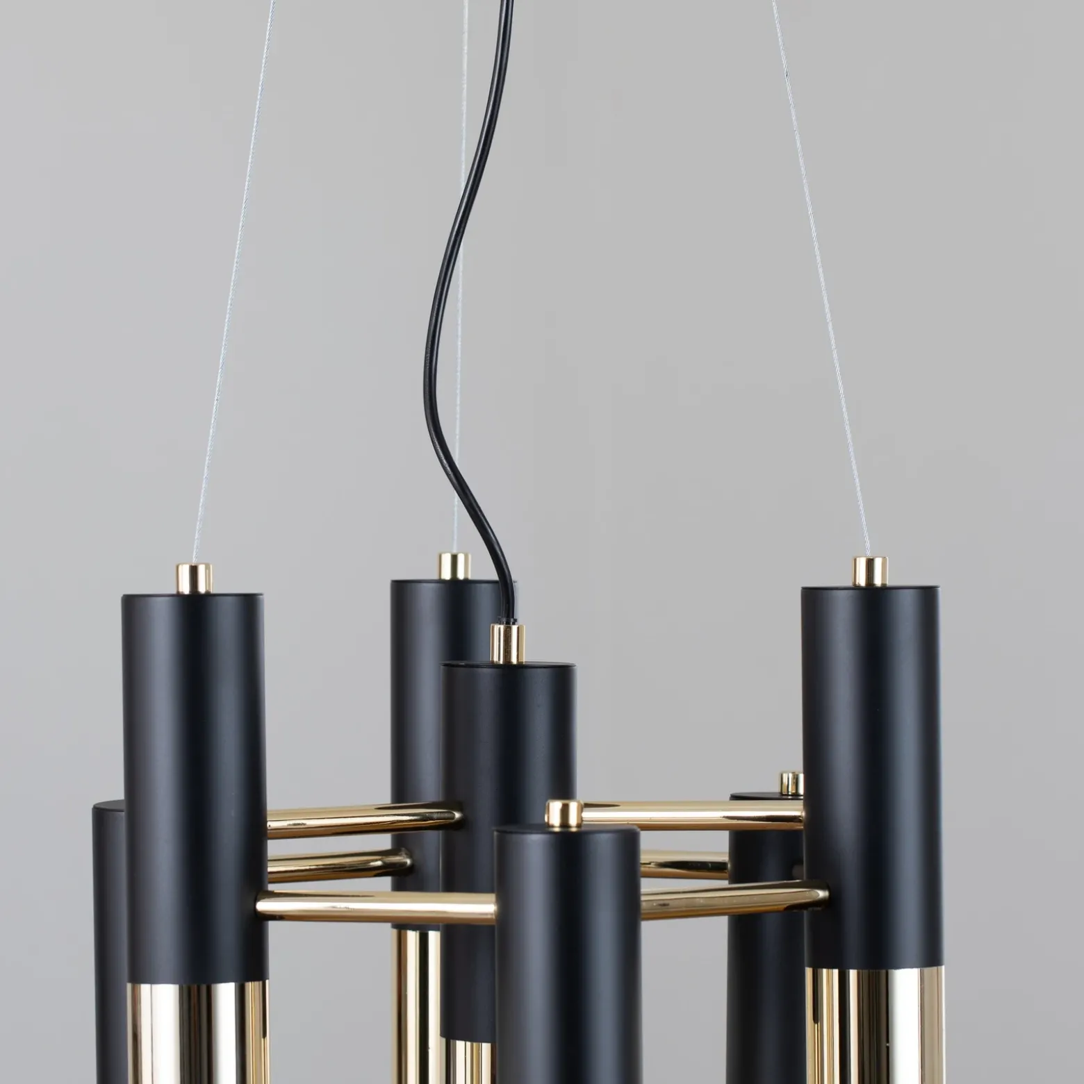 Lámpara colgante Orino, negro/dorado, metal, 7 luces, GU10