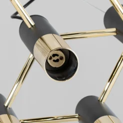 Lámpara colgante Orino, negro/dorado, metal, 7 luces, GU10