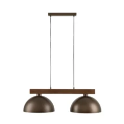 Lámpara colgante Oslo, marrón, de 2 luces, 83 cm de largo, E27