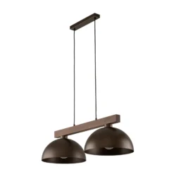Lámpara colgante Oslo, marrón, de 2 luces, 83 cm de largo, E27