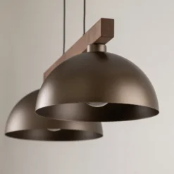 Lámpara colgante Oslo, marrón, de 2 luces, 83 cm de largo, E27
