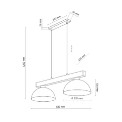 Lámpara colgante Oslo, marrón, de 2 luces, 83 cm de largo, E27