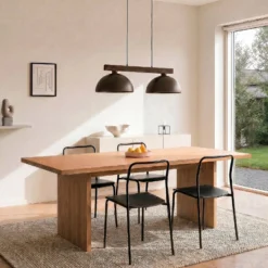 Lámpara colgante Oslo, marrón, de 2 luces, 83 cm de largo, E27