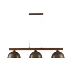 Lámpara colgante Oslo, marrón, 3 luces, 118 cm de largo, E27