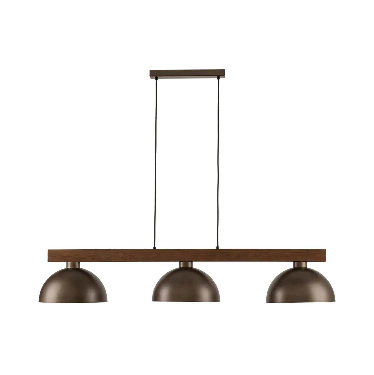 Lámpara colgante Oslo, marrón, 3 luces, 118 cm de largo, E27