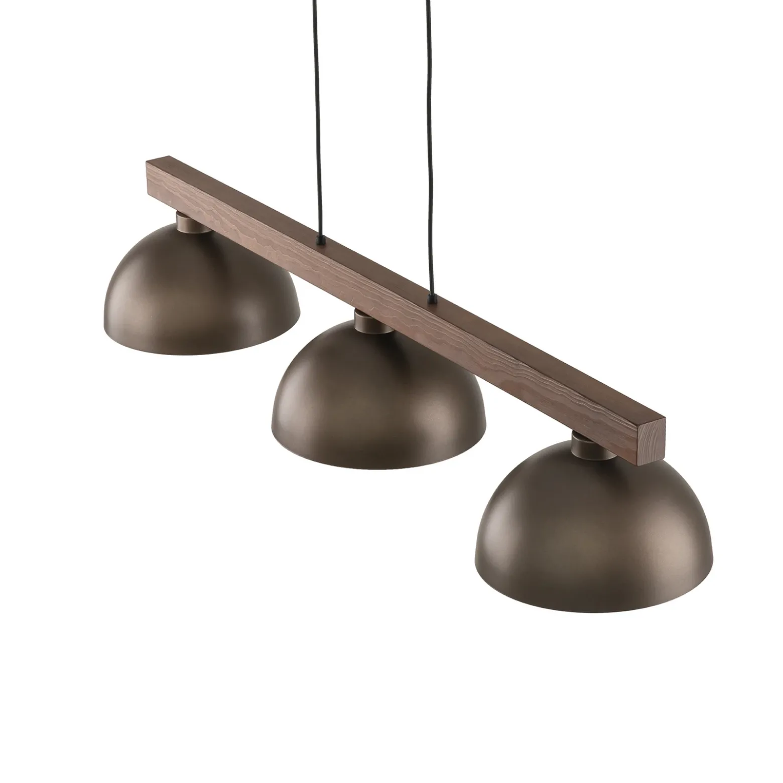 Lámpara colgante Oslo, marrón, 3 luces, 118 cm de largo, E27